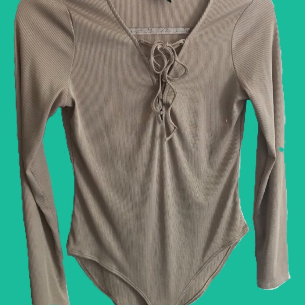 Nude Lace Up Front Bodysuit